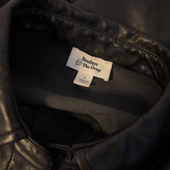 The Drop lisadnyc Faux Leather Long Sleeve Button Up Shirt Jacket Black Womens S - Picture 5 of 5